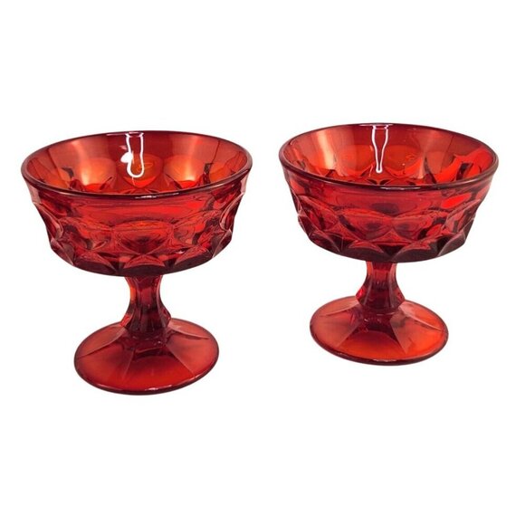 Vintage Noritake Ruby Red Cadmium Sherbet Dessert Coupe Glass Set Of 4 - Picture 3 of 9